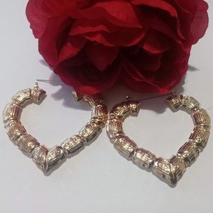 Xclusivly's Heart 2.5" Thick Earrings in Gold